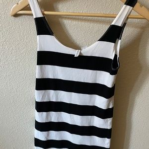 Black and white striped tank dress